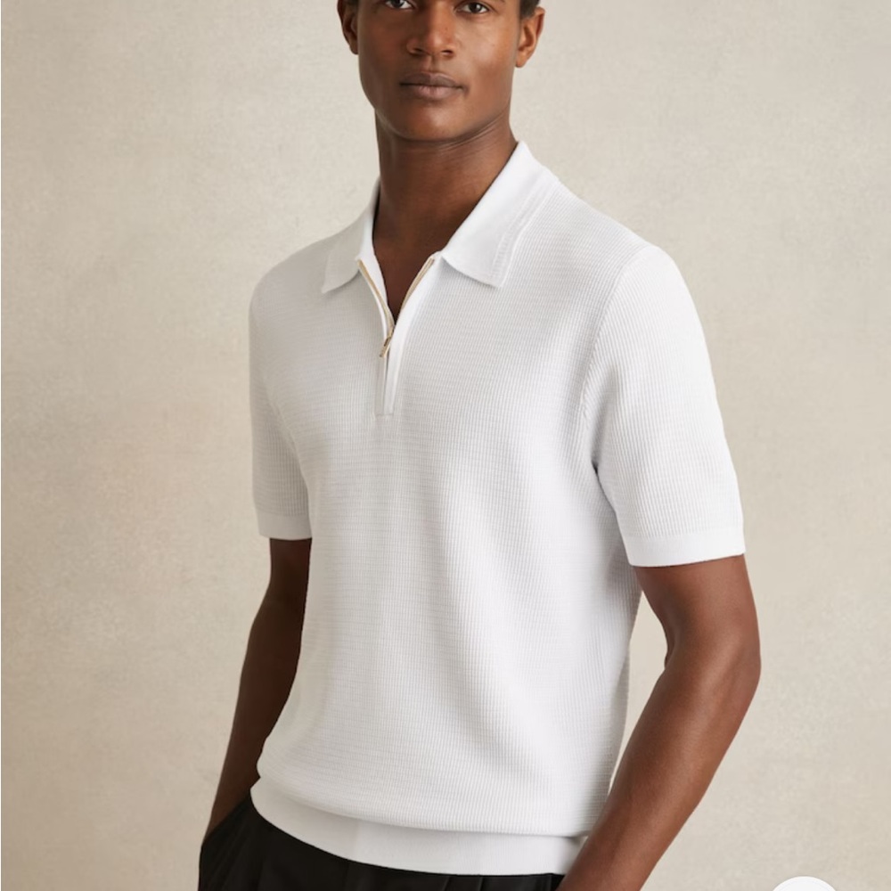Reiss Men’s ‘Regis’ White Zip Polo Shirt